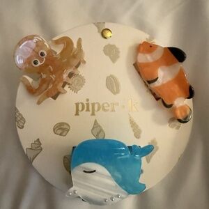 Piper K Sealife Mini Claw Clips - Octopus - Fish - Whale - 3 Pack